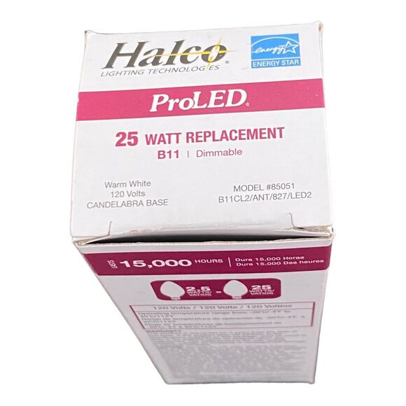 10 Halco 85051 ProLED Light Bulbs B11/CL2/ANT/827/LED2 2.5W 120V E12 Base 2700K - Picture 5 of 8